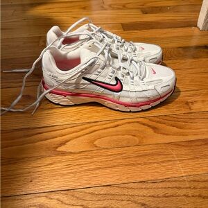 Nike Women White and Pink P-6000 Sneakers